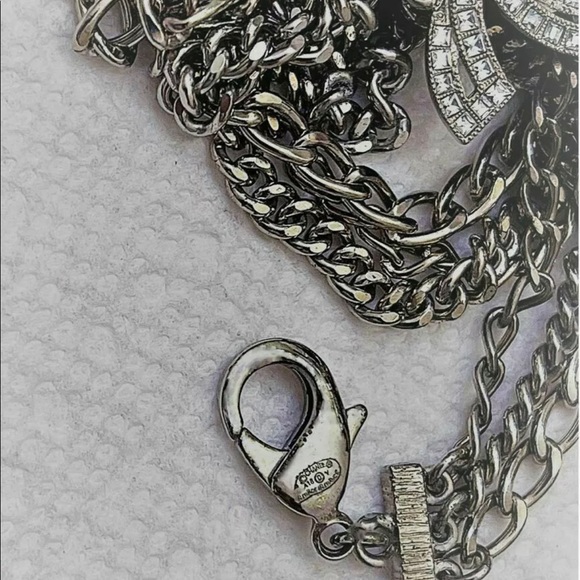 Authentic CHANEL Multi Strand Necklace CC Silver Metal/Strass - Picture 5 of 7